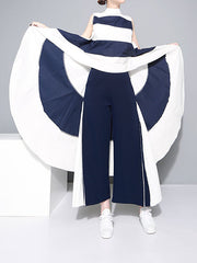 Unique Stitching Pleated Chiffon Culottes Wide-Leg Pants