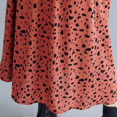 Printed Stitching Mid-Length Pocket Midi Dress