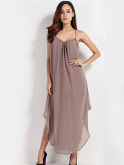 Casual V-Neck Backless Maxi Dress