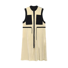 Contrast Color Sleeveless Casual Maxi Dress