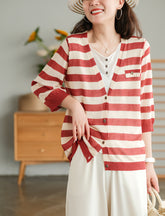 Vintage Holiday False Two Striped T-Shirt