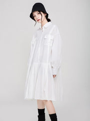 Vintage Solid Ribbon Midi Dress