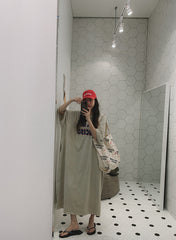 Loose Round Neck Print Short Sleeve Dress