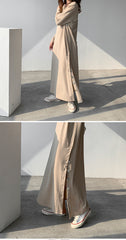 Casual Solid Color Side Slit Loose Dress