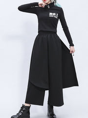 Women Irregular Stitching Elastic Waist Loose Casual Pants