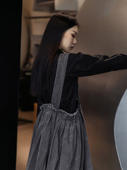 Loose Thicken Pleated Strap Dress