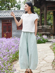 Loose Ramie Cotton Wide-leg Pants