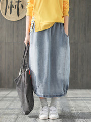 Denim Solid Color Loose Skirt