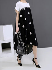 Loose Polka-Dot Cropped High-Waist Long Dress