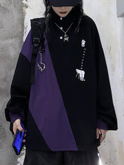 Women Print Stitching Loose Shirt