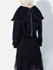 Women Lapel Diamond Casual Sweatshirt