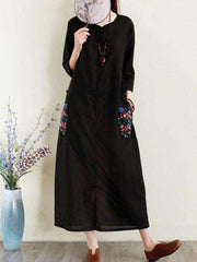 Vintage Panelled Loose-Fitting Midi Dress