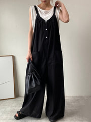 Casual loose solid color jumpsuit wide leg pants