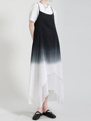Gradient Irregular Big Hem Contrast Dress