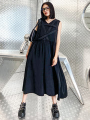 Original Minimalist Cool Pure Color Zipper Sleeveless Dress