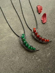 Vintage Ethnic Style Feather Leaves Long Necklace