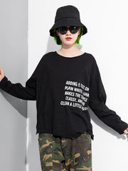 Women Round Neck Pullover Print Long Sleeve Sweatshirt