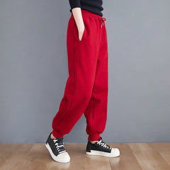 Loose Solid Color Fleece Harem Pants