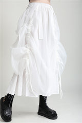 Lace Up Solid Color Temperament Pleated Casual Skirt