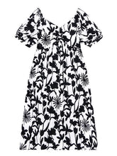 Original Floral Bishop Sleeve Elasticity Waist Dress