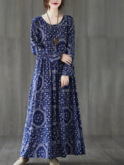 Vintage Ethnic Printed Maxi Dress