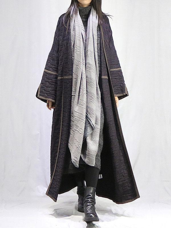 Contrast Color Pleated Long Coat