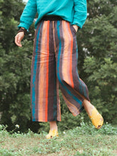 Loose Stripe Ramie Cotton Pants