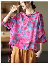 Vintage Print Side Drawstring T-Shirt