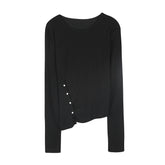 Casual Solid Color Hem Breasted Top T-Shirt