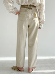 High-Waist Straight-Leg Casual Wide-Leg Pants