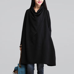 Women High Neck Loose Slim Long Sleeve Dress