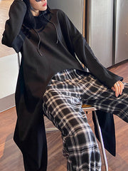 Women Hooded Solid Color Pullover Sweatshirt