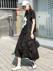 Round Neck Embroidery Small Flowers T-Shirt Tops