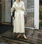 Loose Solid Lapel Loose Maxi Dress