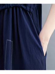 Women Round Neck Print Stitching Dress