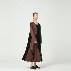 Loose Contrasting Irregular Stitching Knitted Midi Dress