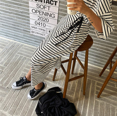 Waist In Slim Short Sleeve Striped Casual Dress