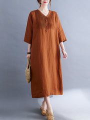 Half Sleeve Solid Casual Maxi Dress