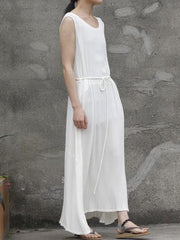 Straight Texture Art Van Soft Lace-up Long Dress