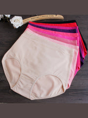 5Pcs Solid Color High Waist Breathable Panties