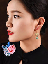 Gold Leaf Green Apple Jewel Pendant Earrings