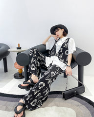 Loose Stylish False Two Straight Leg Suit