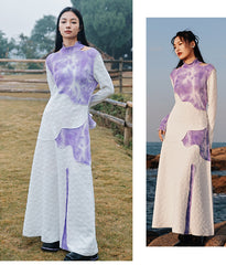 Original Design Color Contrasting Knitted Maxi Dress