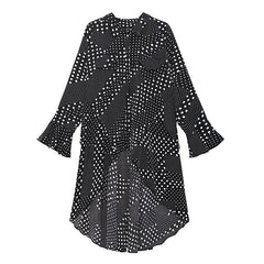 Polka Dot Loose Flared Sleeve Irregular Shirt Dress