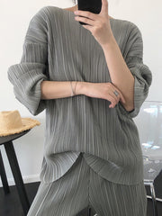 Trendy Pleated Stretch Blouses T-Shirts Top