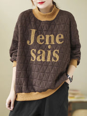 Retro Diamond Pattern Stand Collar Sweatshirt