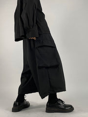 Black Loose Straight-Leg Ninth Pants