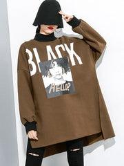 Printed Velet Loose Irregular Sweatshirt