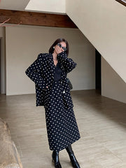 Polka Dot High Waist Split Skirt