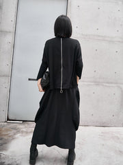 Simple 3/4 Sleeves Solid Round-Neck T-Shirt